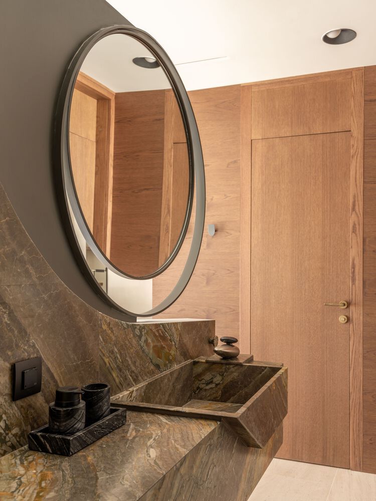 Crete House Villa by Entopos Architects bath behind