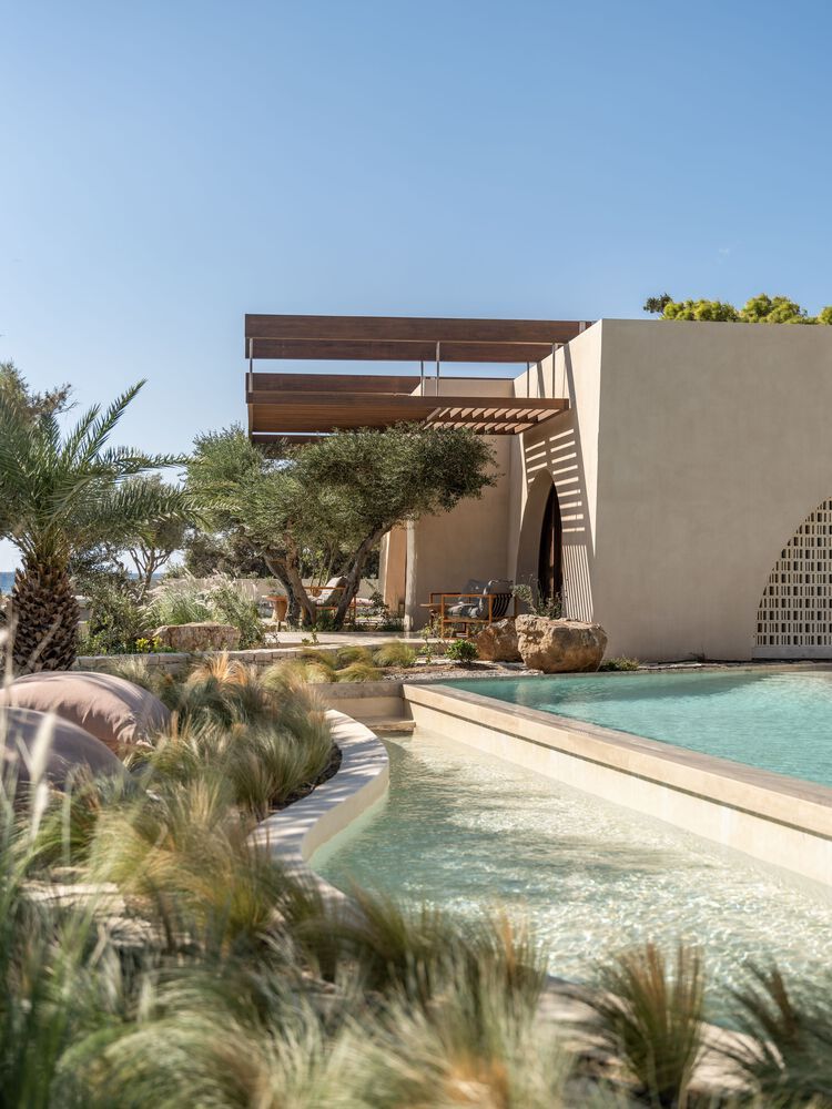 Crete House Villa by Entopos Architects pool area