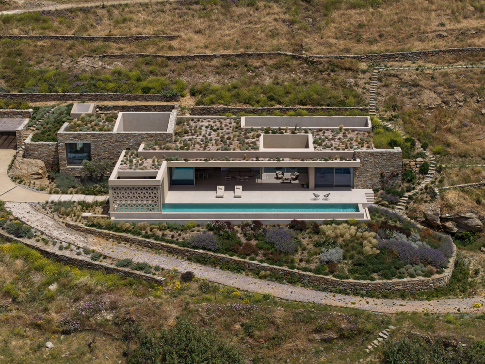 Slot House in Greece Aerial View