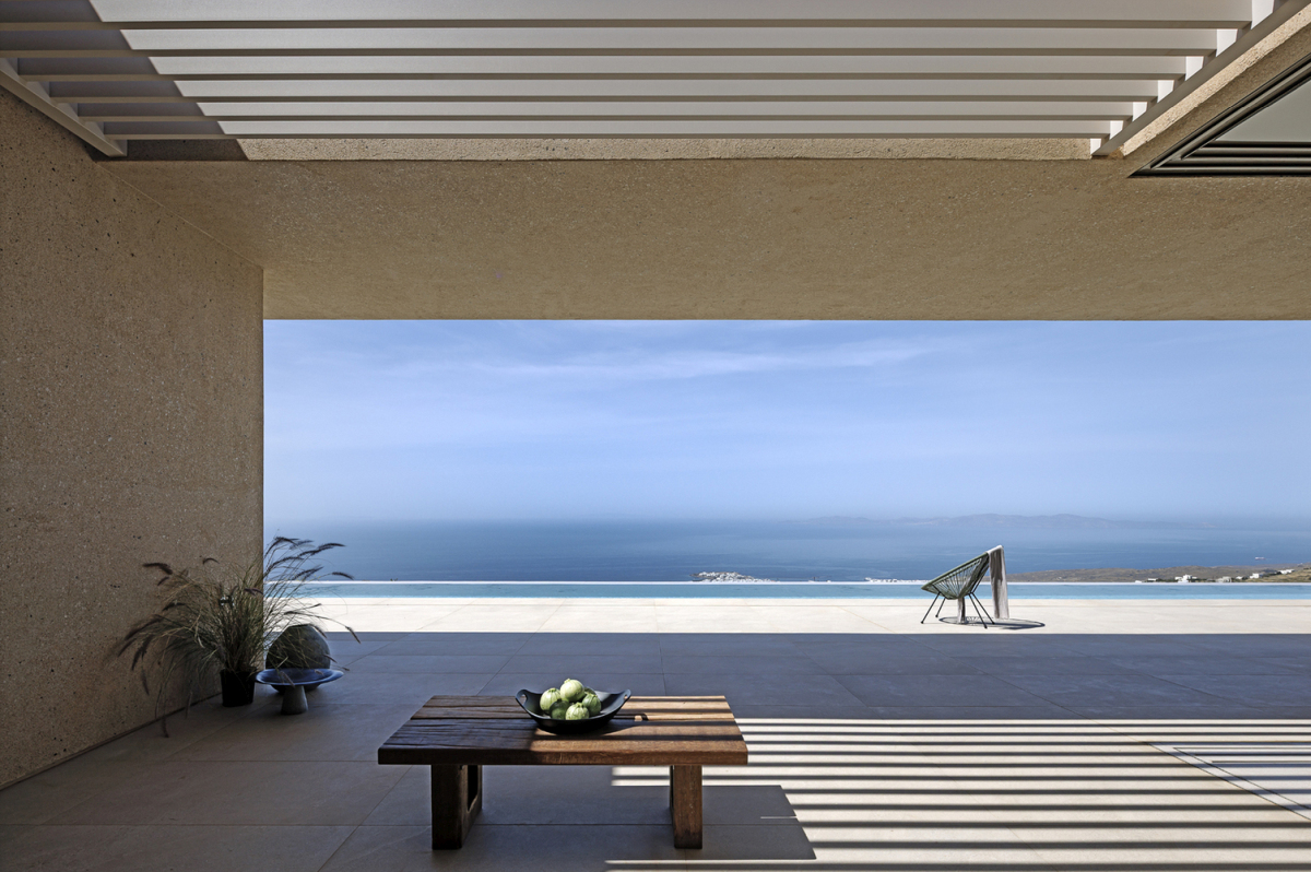 Slot House in Greece exterior light