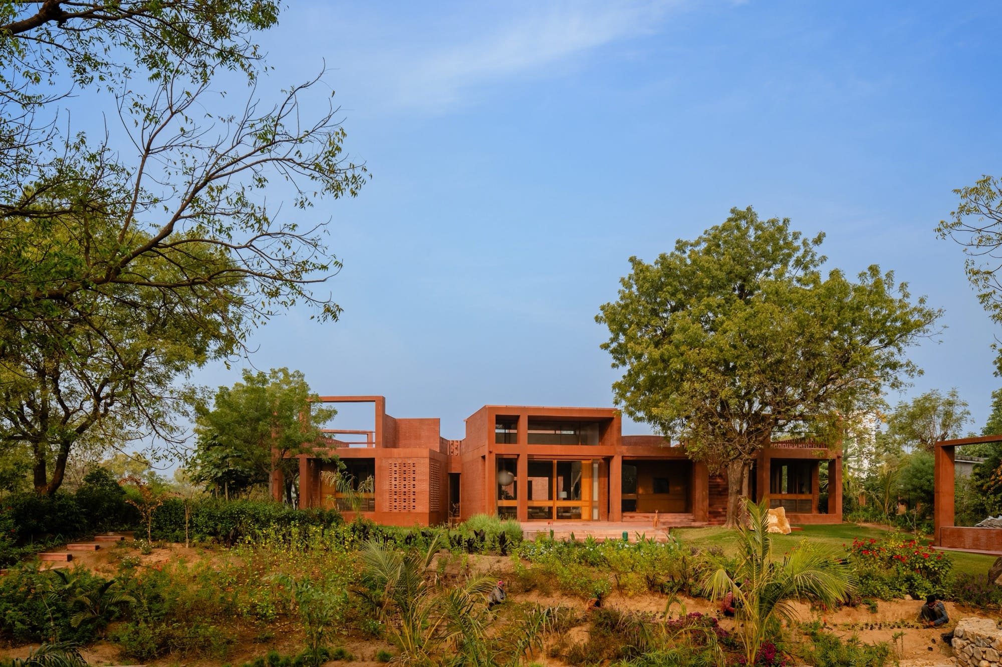 a contemporary brick home