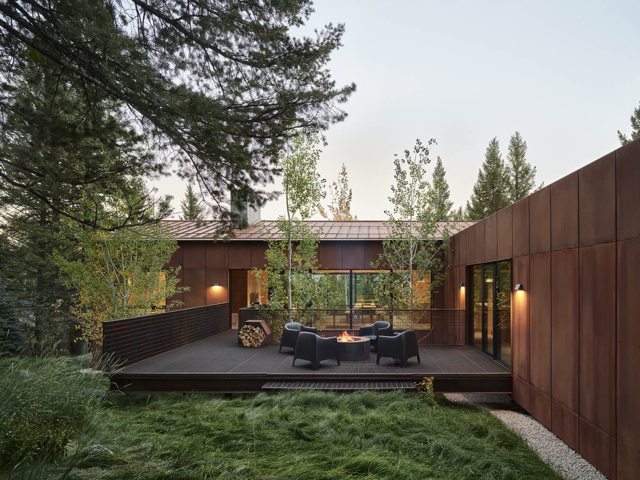 Caju weathered Corten steel house outdoor patio