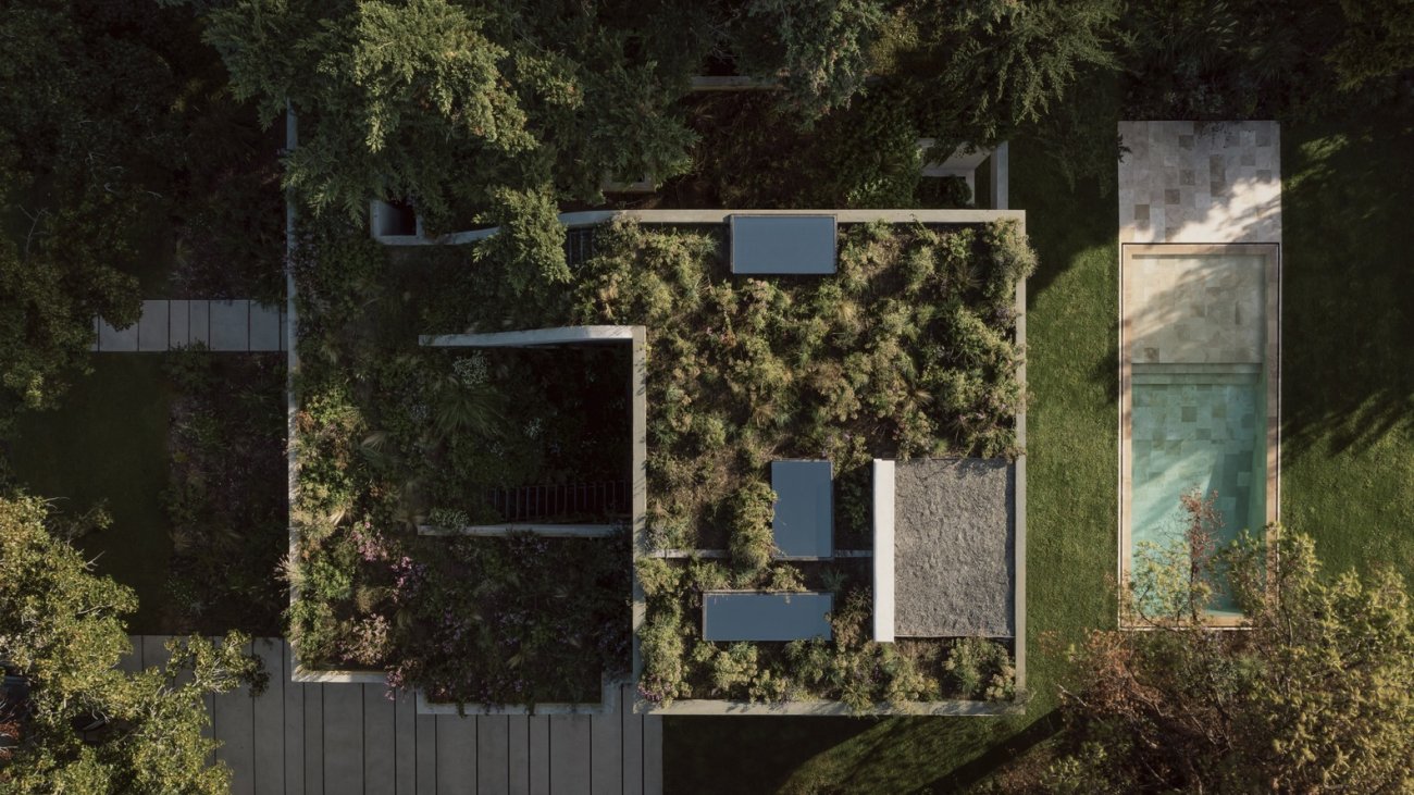 Casa Olivos Green Roof aerial view