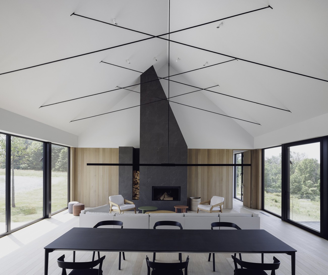 Clinton Corners Residence Desai Chia Architecture interior black fireplace