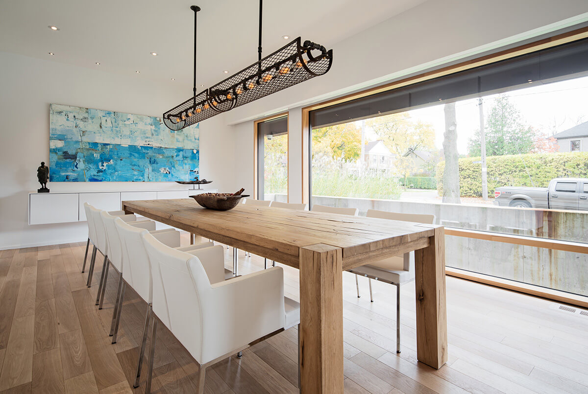 Corten Steel House Facade from Toronto based Tact Design Inc Large dining table