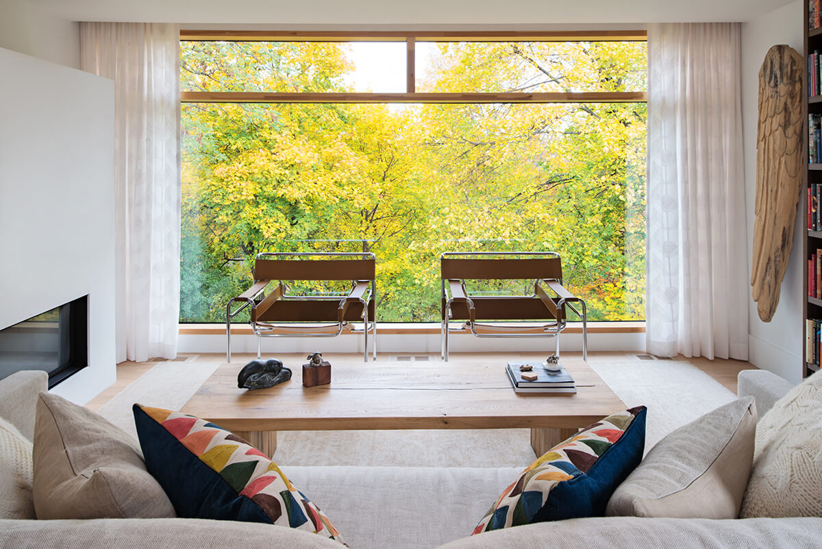 Corten Steel House Facade from Toronto based Tact Design Inc living room view
