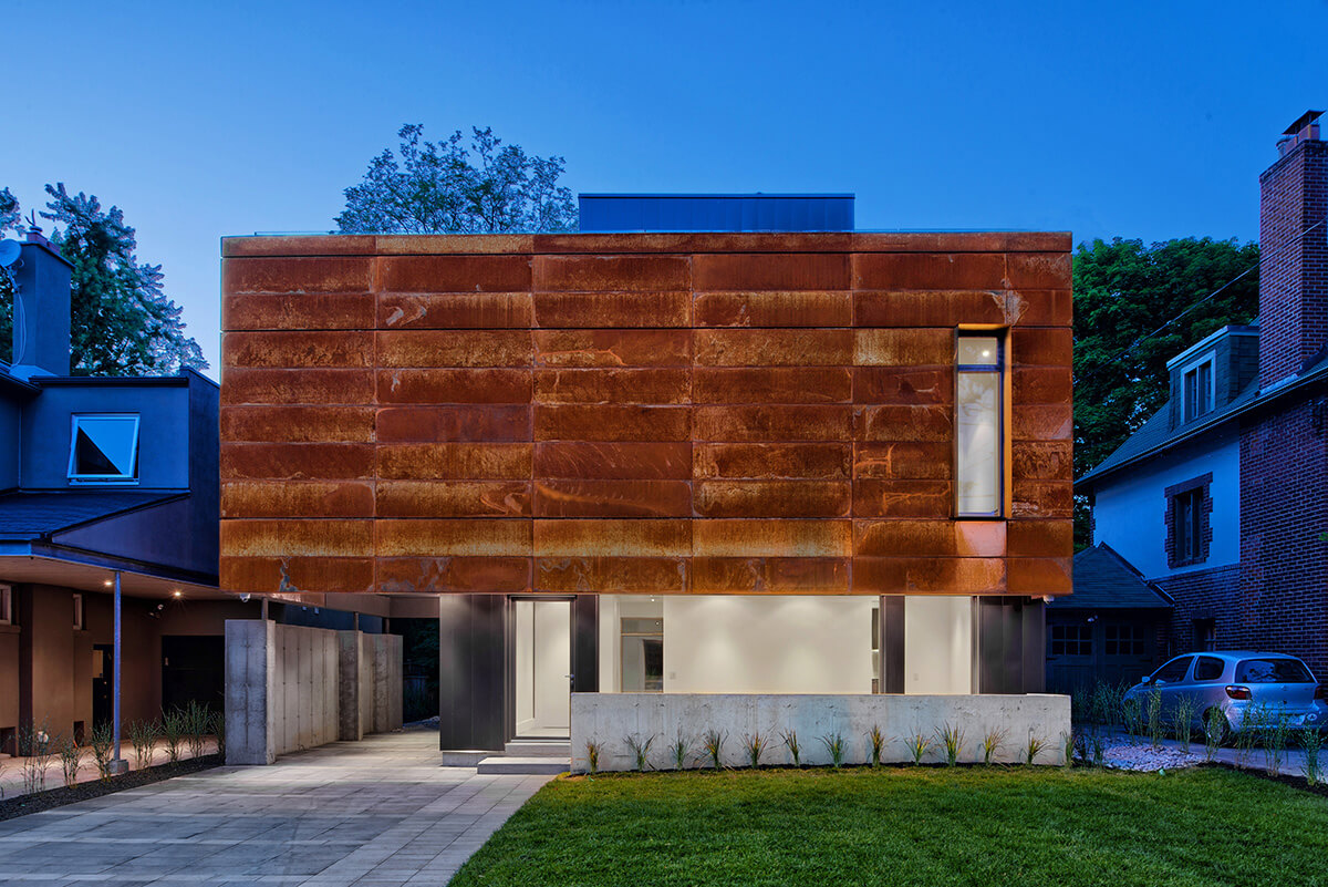 Corten Steel House Facade from Toronto based Tact Design Inc