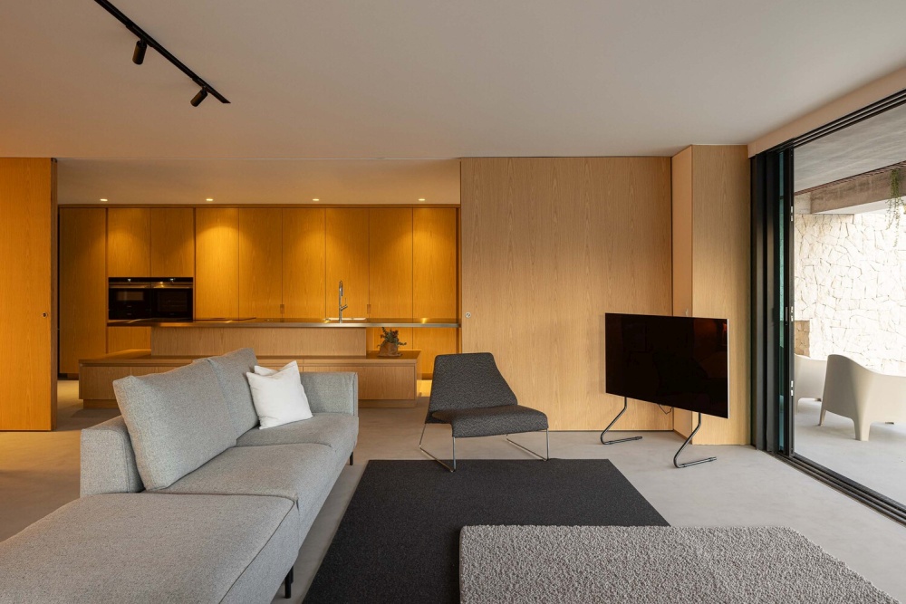 M House Concrete Structure House in Portugal Homedit kitchen open space