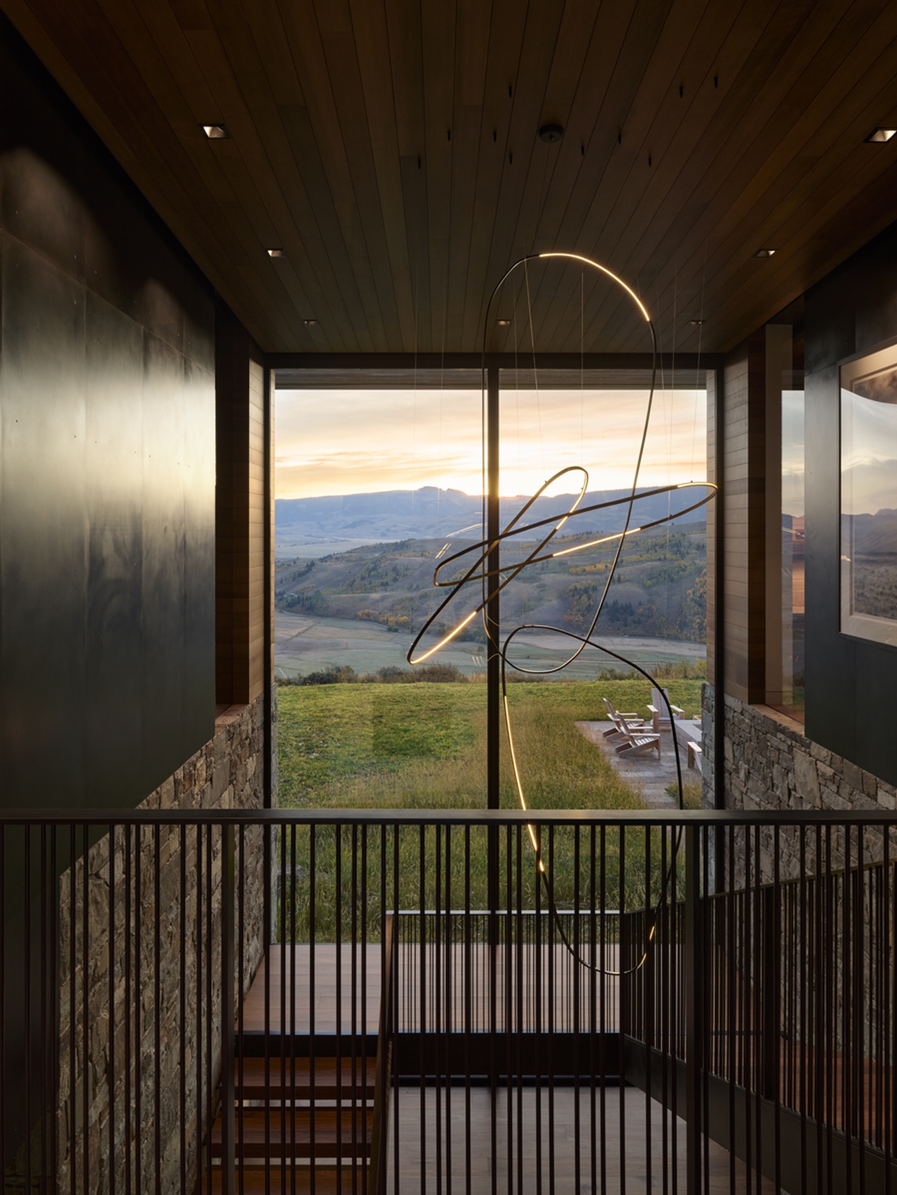 Skyview residence Jackson Wyoming staircase lighting