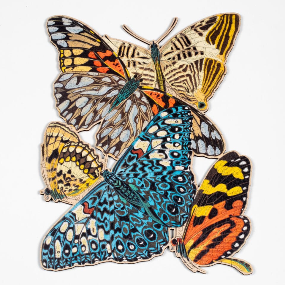 a vibrant jigsaw of butterflies