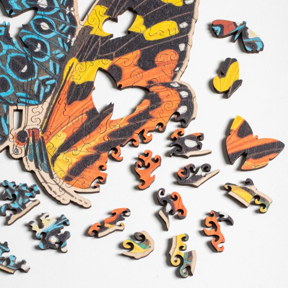 a vibrant jigsaw of butterflies
