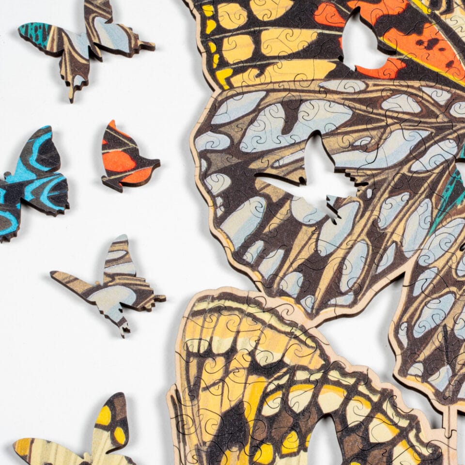 a vibrant jigsaw of butterflies