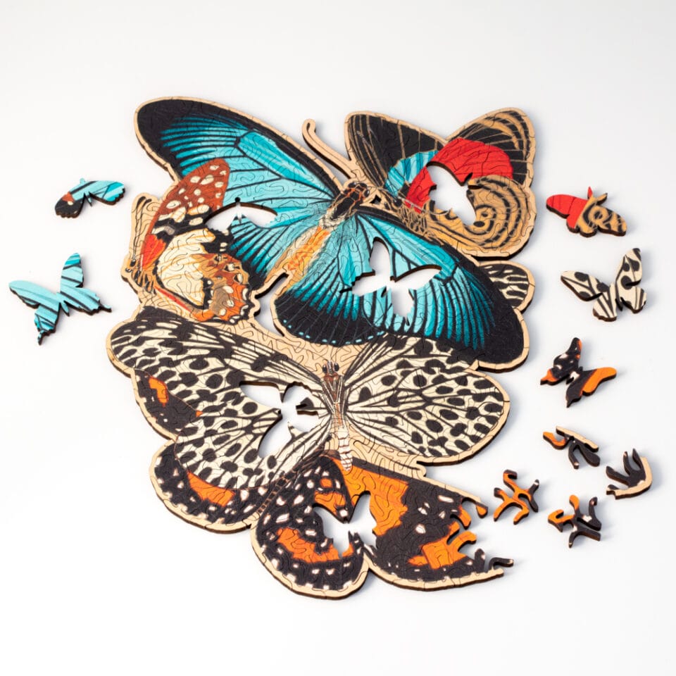 a vibrant jigsaw of butterflies