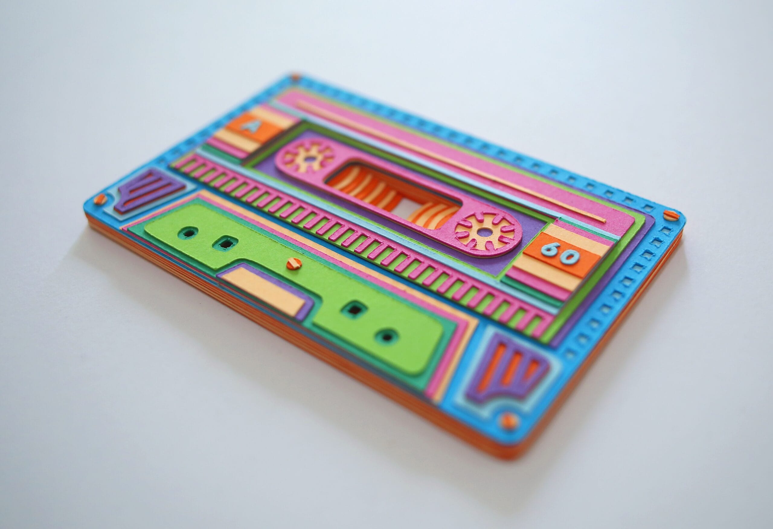 a colorful cassette tape made from paper