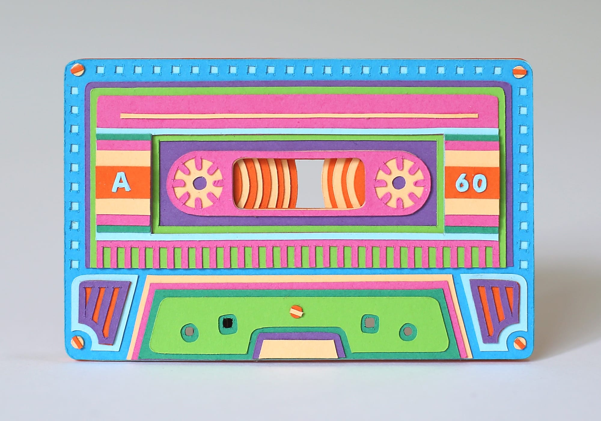 a colorful cassette tape made from paper