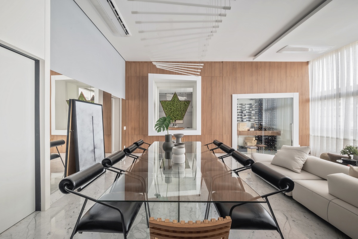 A 350 sqm Duplex Blends Comfort and Clean Design glass top dining table