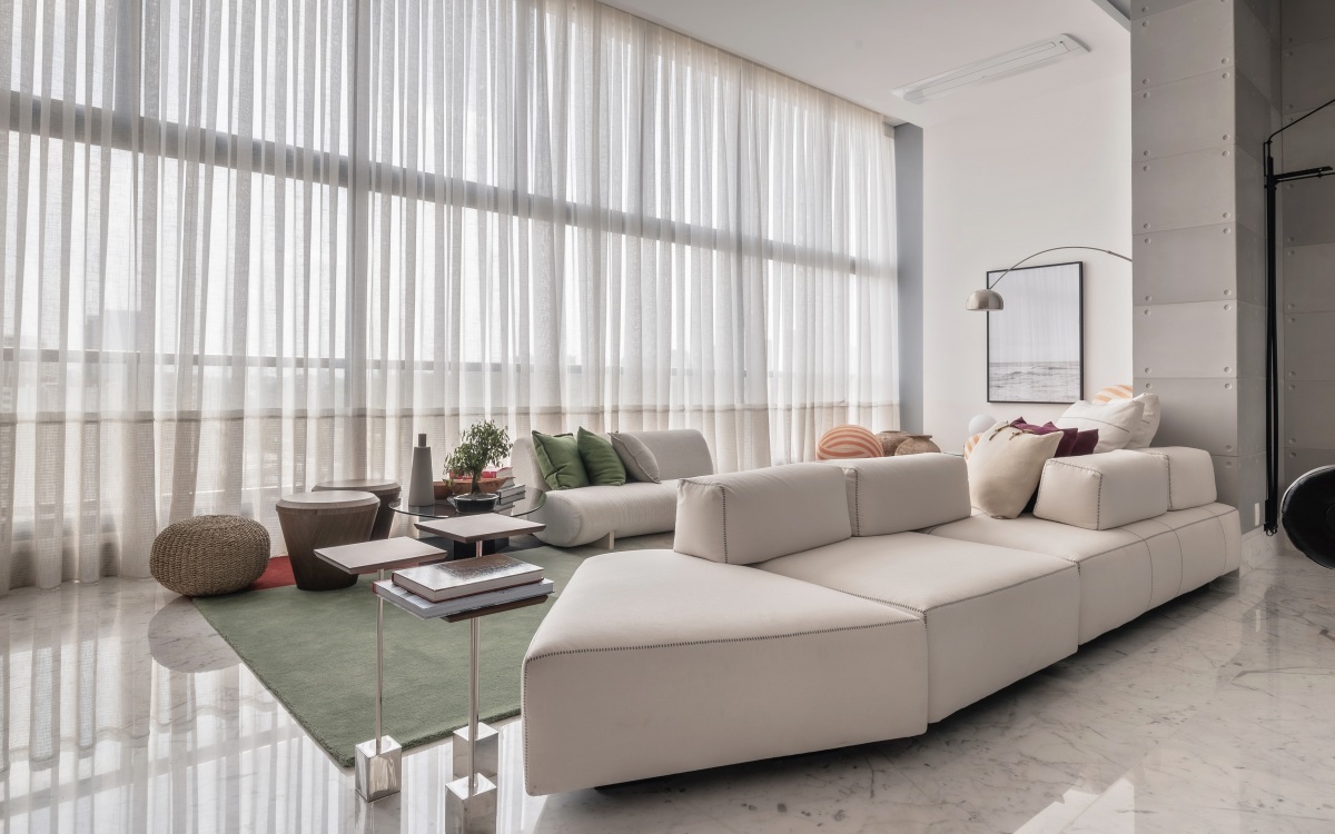 A 350 sqm Duplex Blends Comfort and Clean Design living sofa