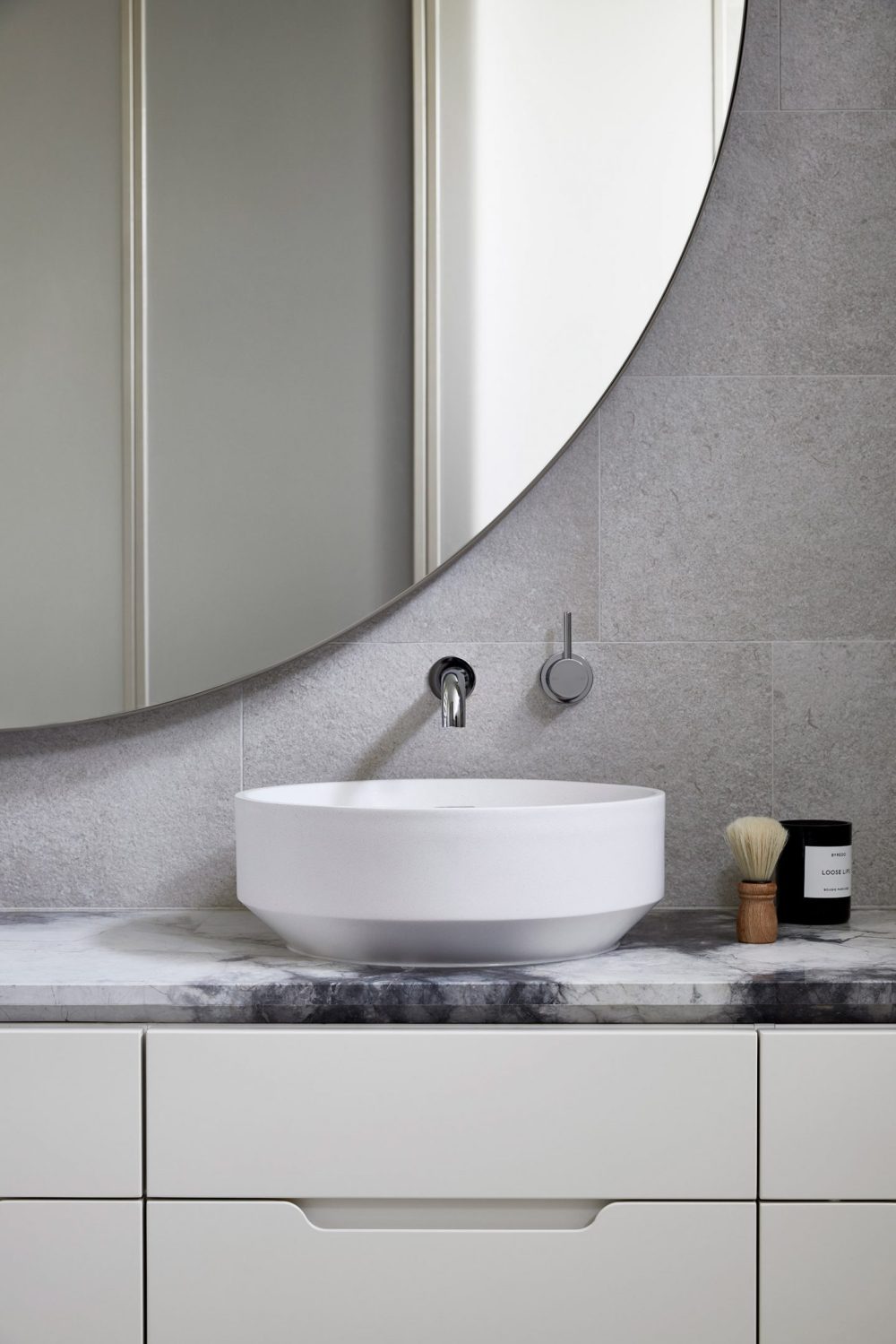 Apartment Complex with Ached Windows bath countertop marble similar to kitchen island