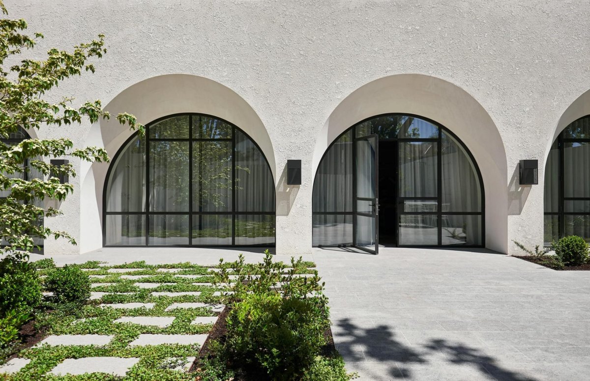 Apartment Complex with Ached Windows