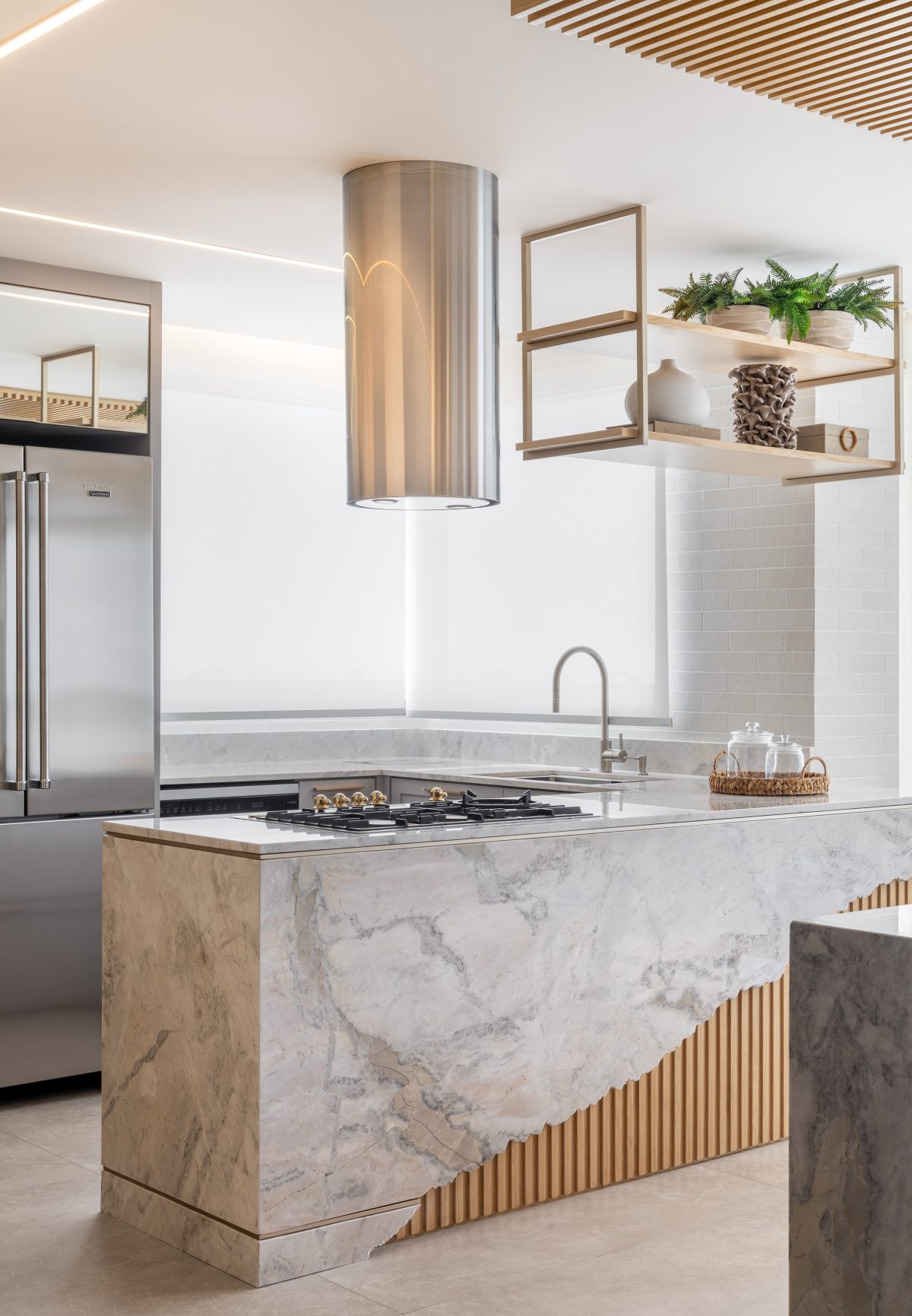 Apartment in Santa Catarina Brazil Paulo Spessatto kitchen hood suspended