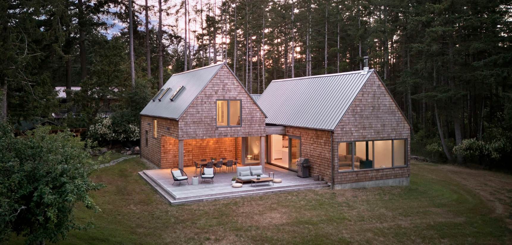Forest cabin in cedar shingles