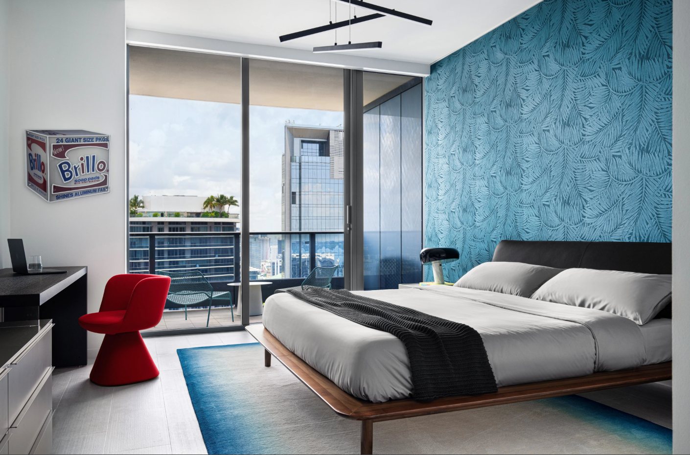 Miami interior design with modern furniture bedroom