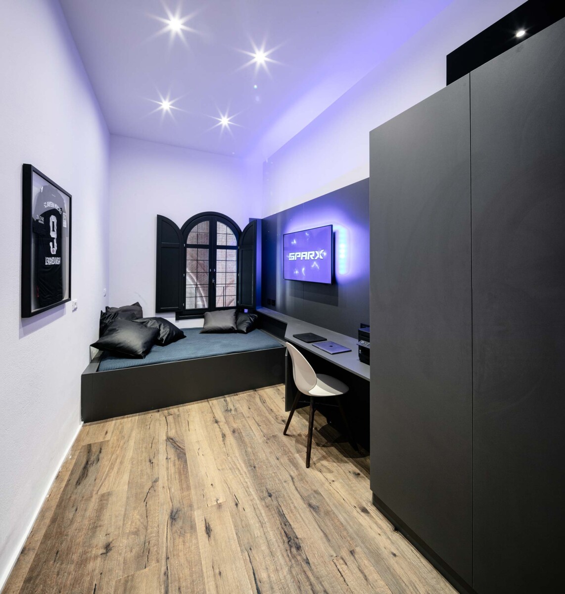 Obicua Black Masculine Loft bed space with working spot