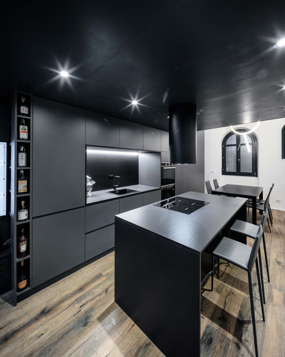 Obicua Black Masculine Loft kitchen design in black