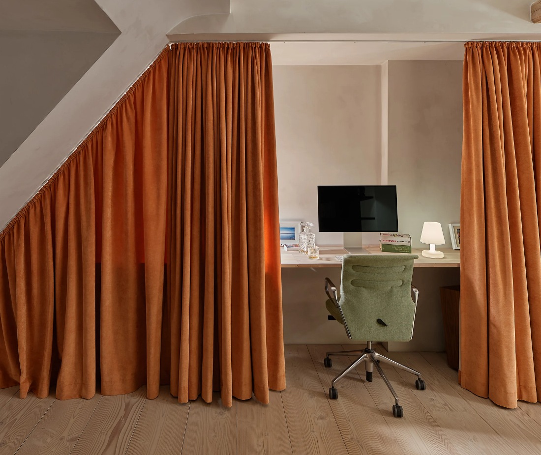 Soma Architecture Apartment Design office behind curtains