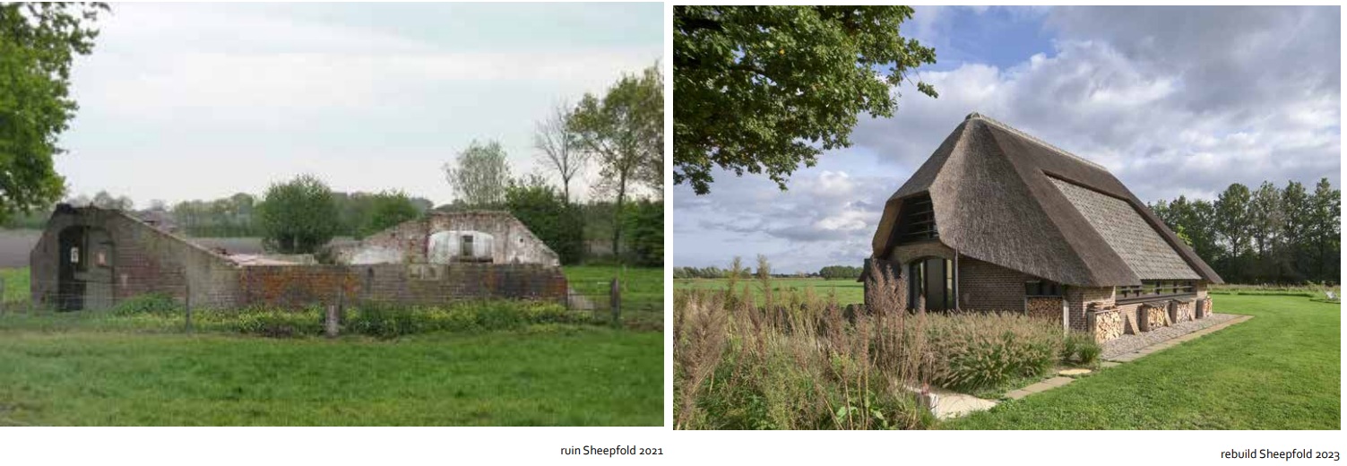 Brick sheepfold restauration by HilberinkBosch Architecten before after