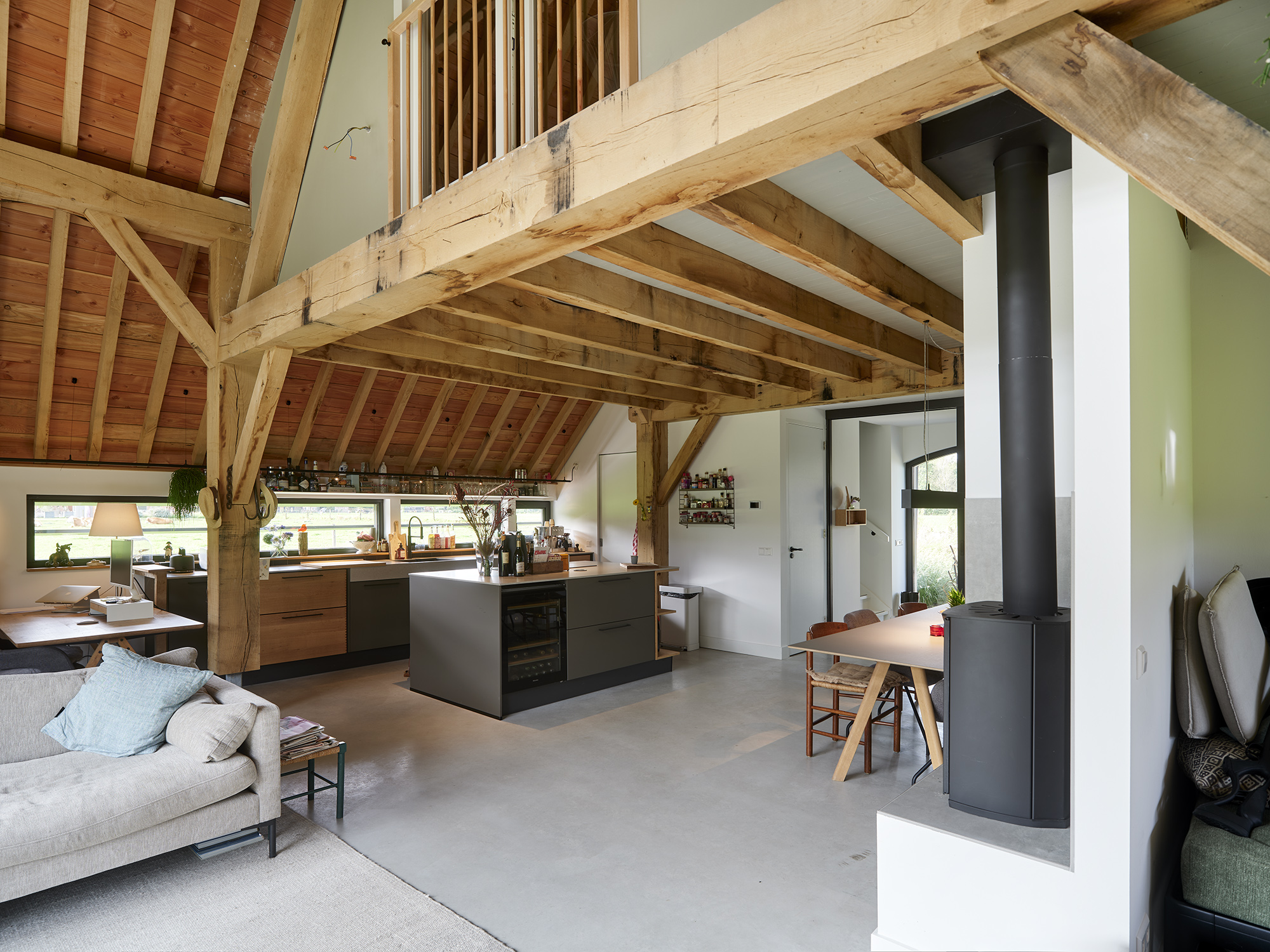 Brick sheepfold restauration by HilberinkBosch Architecten exposed logs