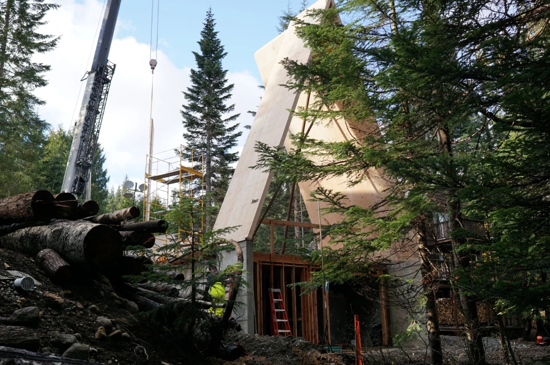 A frame House Stephenson Design Collective construction process