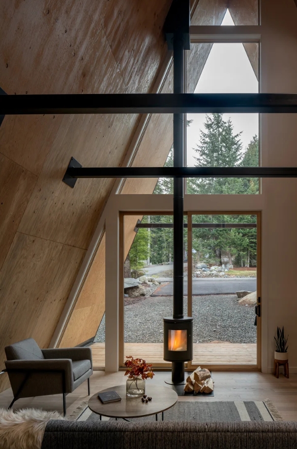 A frame House Stephenson Design Collective fireplace