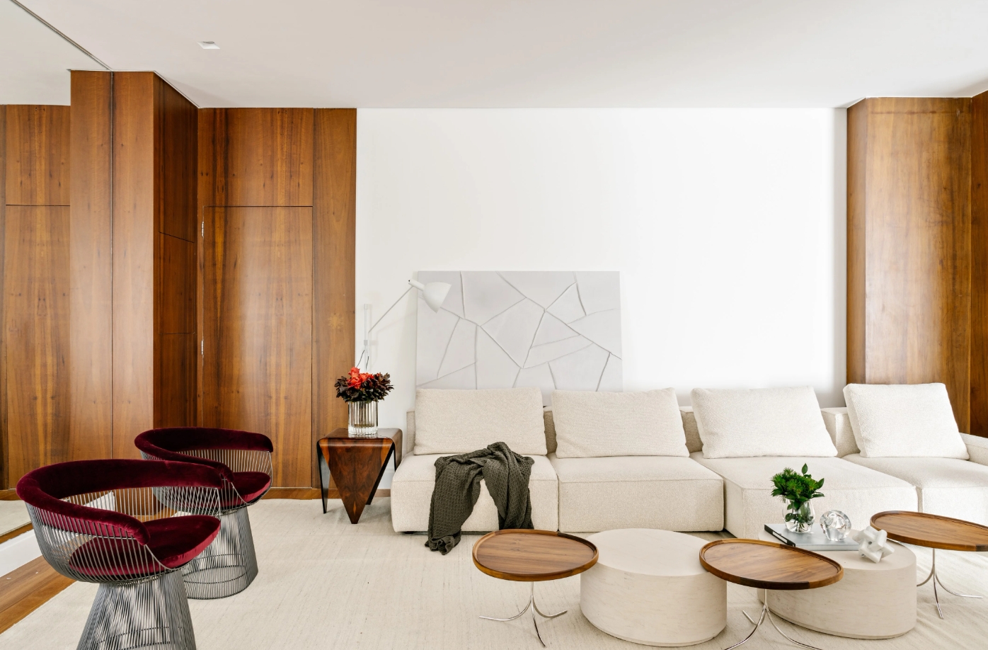 Apartment decor with spiral staircase living area