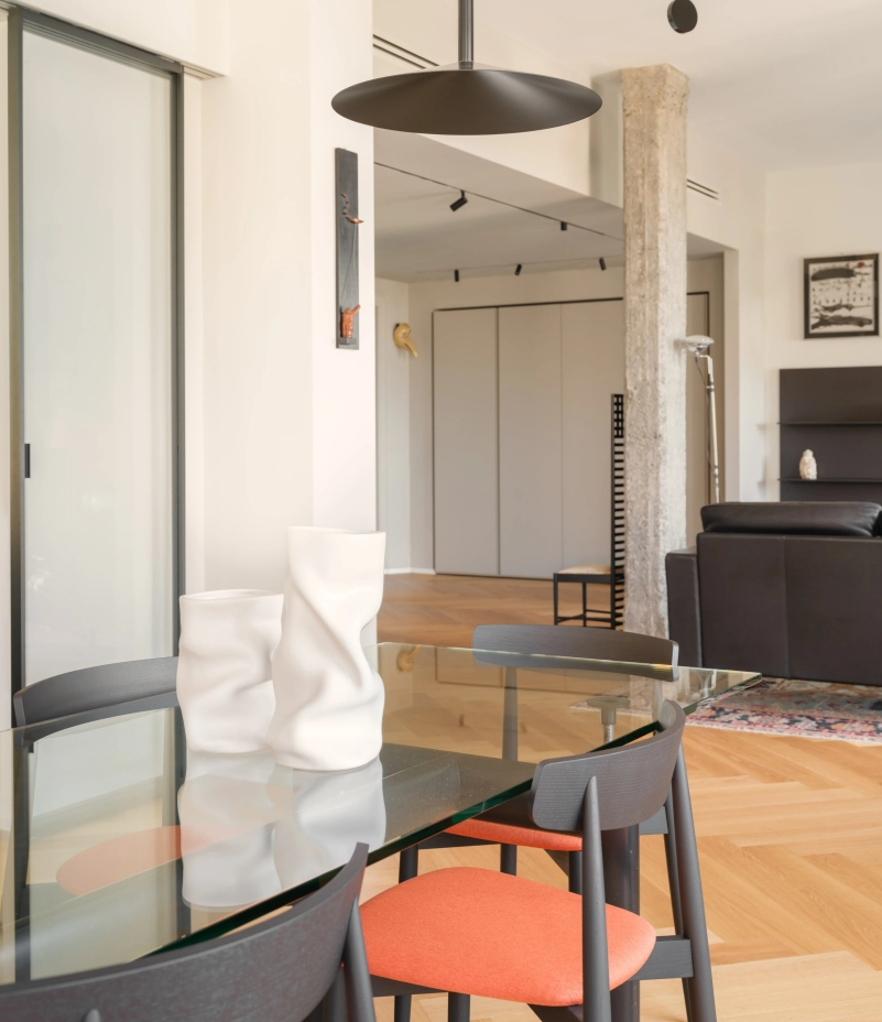 Casa Nervi Davide Ventura Interior Design Exposed raw column living area