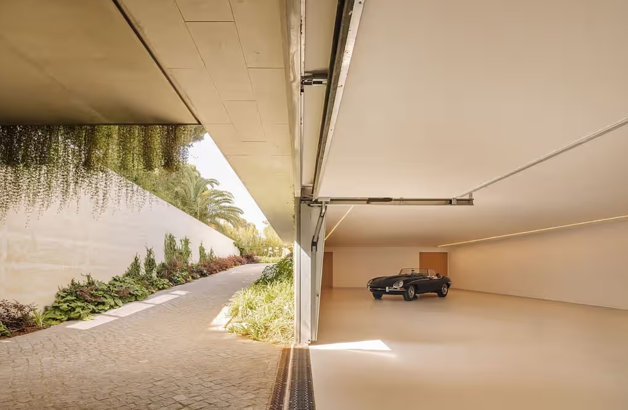 Portugal V shape architecture house garage driveway decor