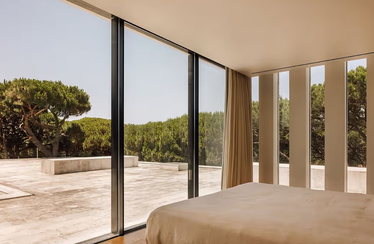 Portugal V shape architecture house patio view