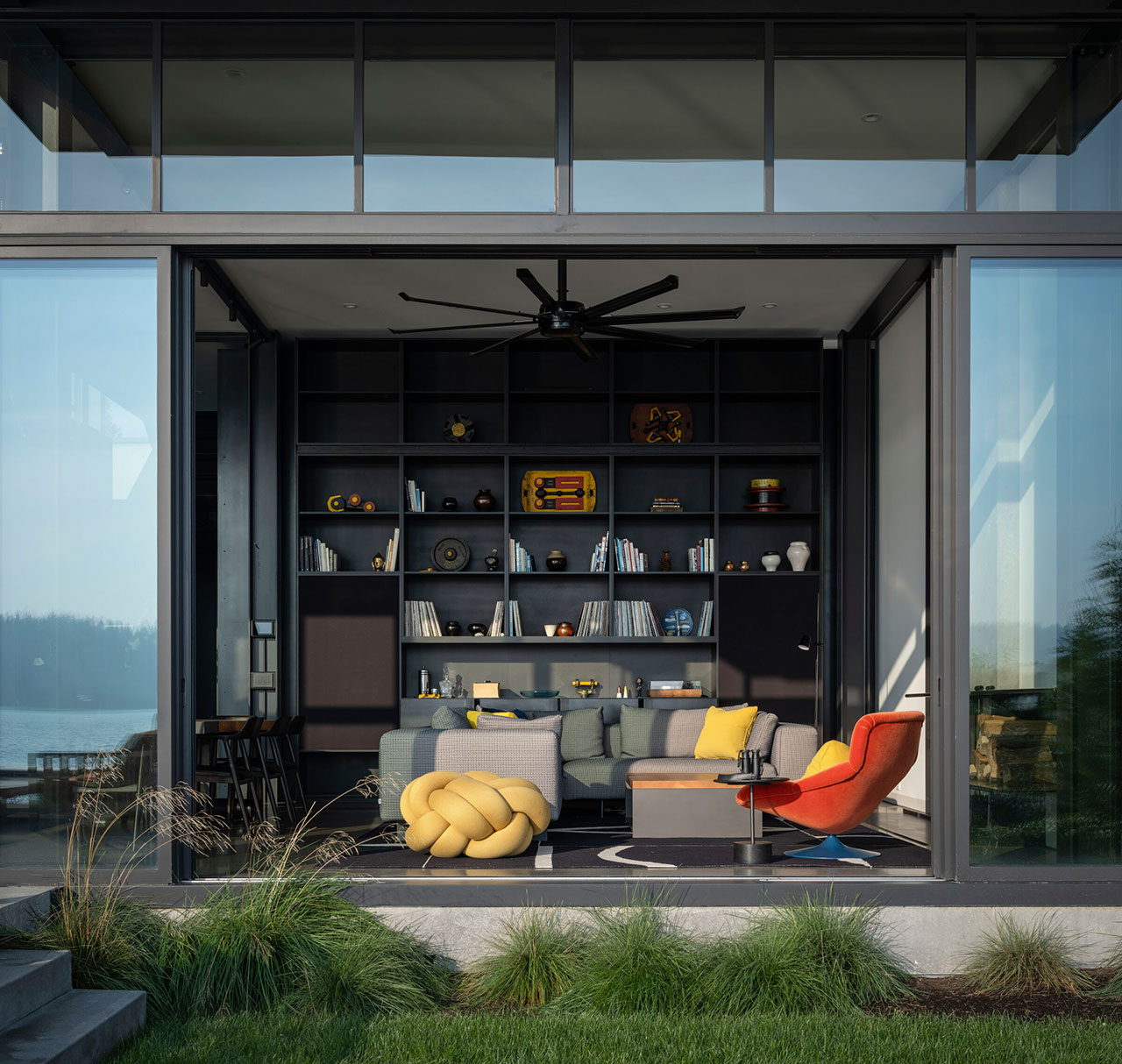 Retreat Design Lake Washington Pattern House by Olson Kundig open shelves