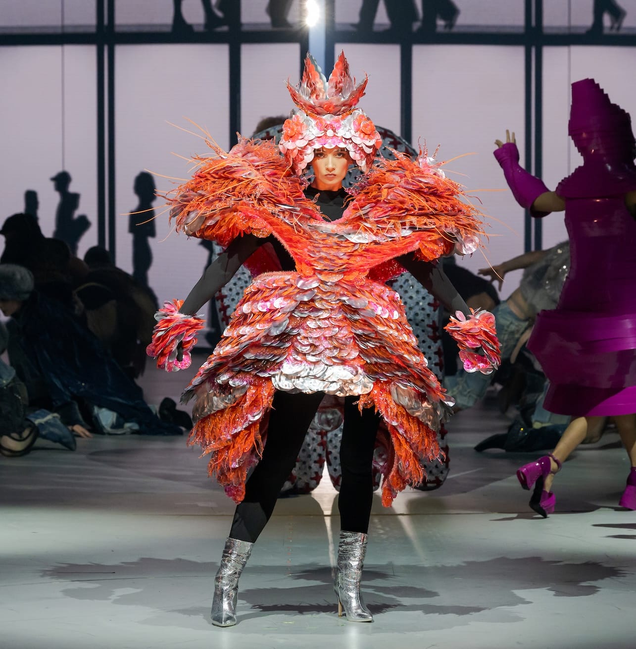 an elaborate costume worn by a performer on stage