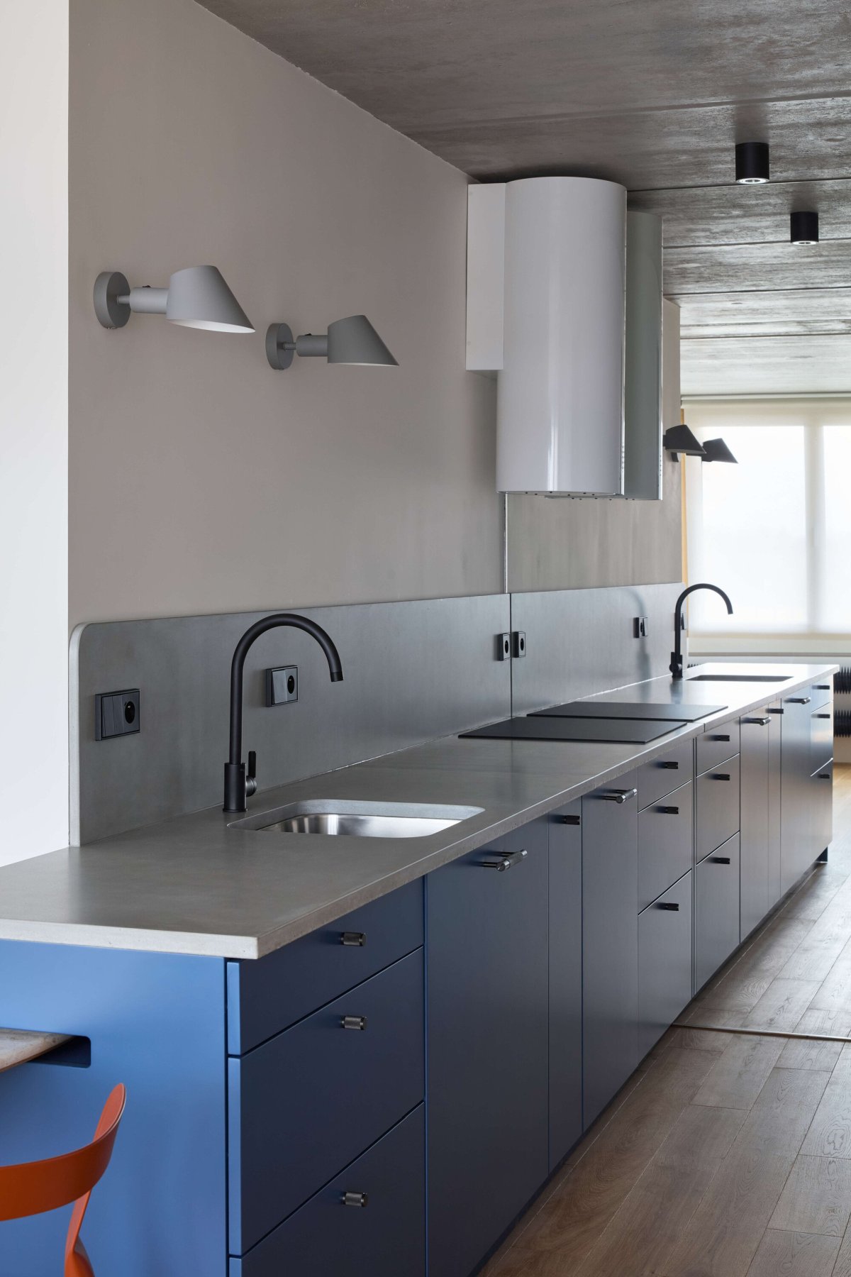 Above the Horizon Simple Apartment Decor kitchen cabinets and black hardware