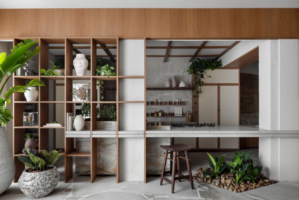 Brazil Apartment Intereior Design Kitchen behind divider