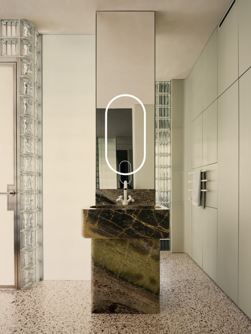 Glassbrick Apartment in Berlin freestanding sink