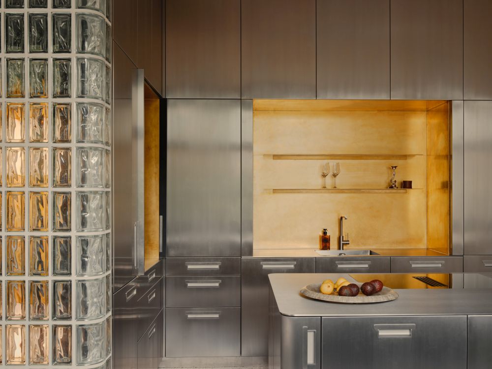 Glassbrick Apartment in Berlin kitchen stainless steel