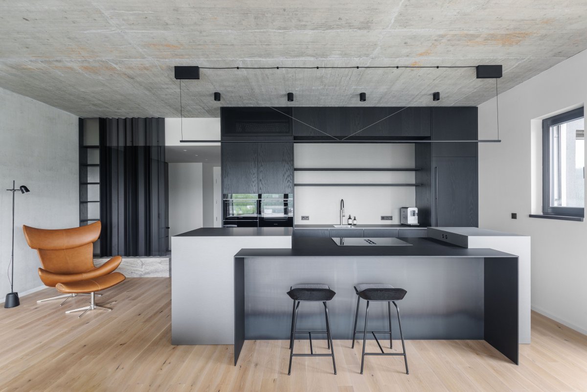 Industrial Calm Above the River Decor by MARINA NOVA SMLXL kitchen island