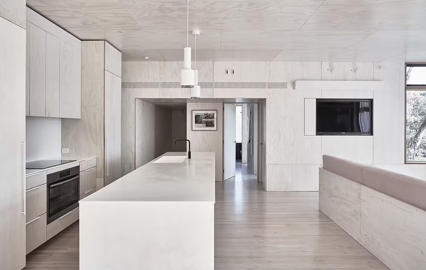 Rama Architecture Container House kitchen ceiling planked