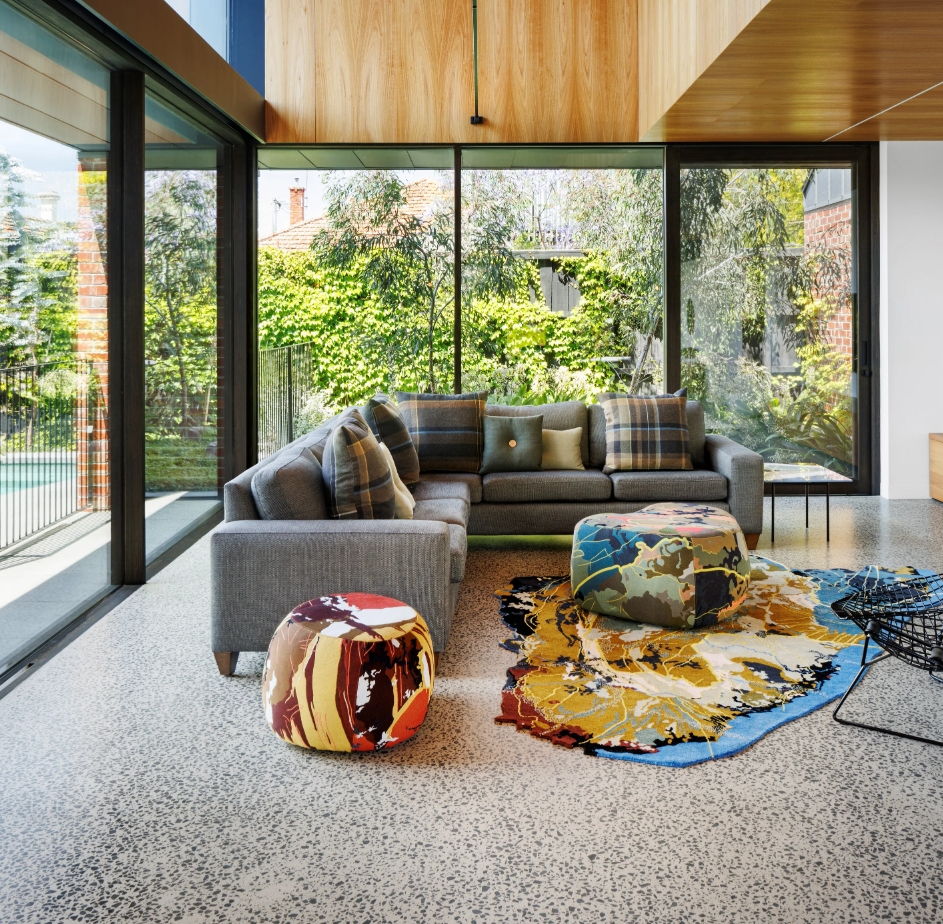 Red Brick House Architecture Australia living sofa decor