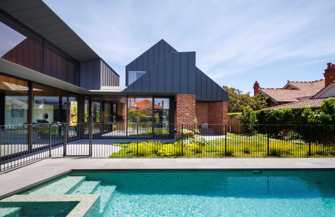 Red Brick House Architecture Australia swimming pool
