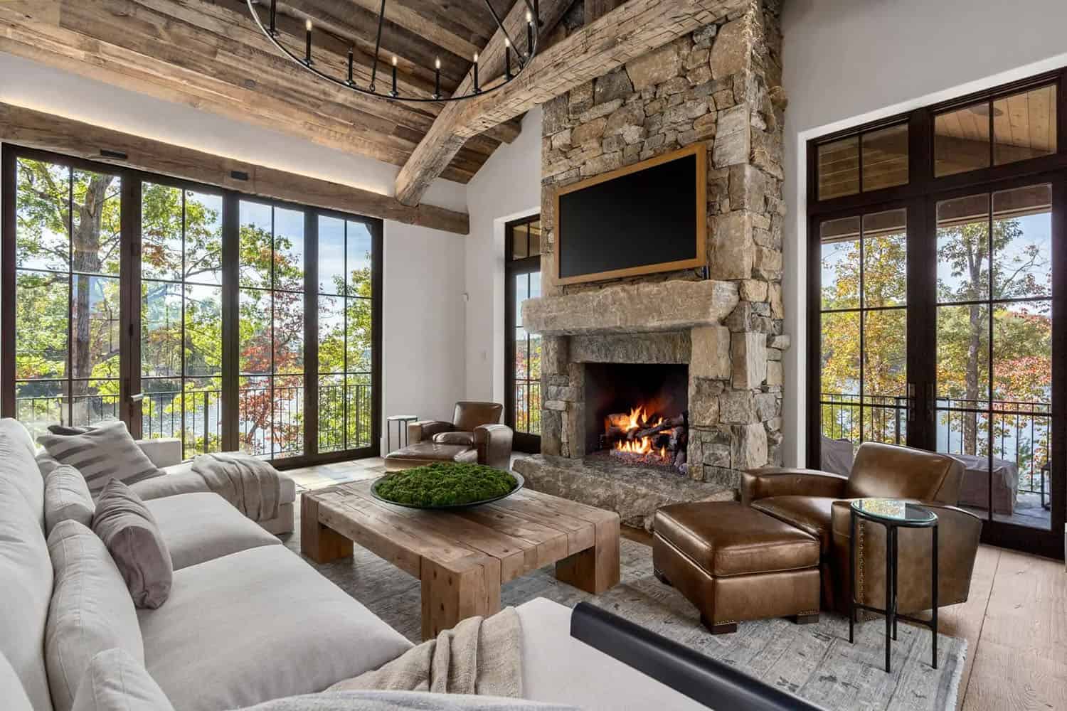 Ridgeline Design Studio Rustic Modern Dream Home South Carolina fireplace living