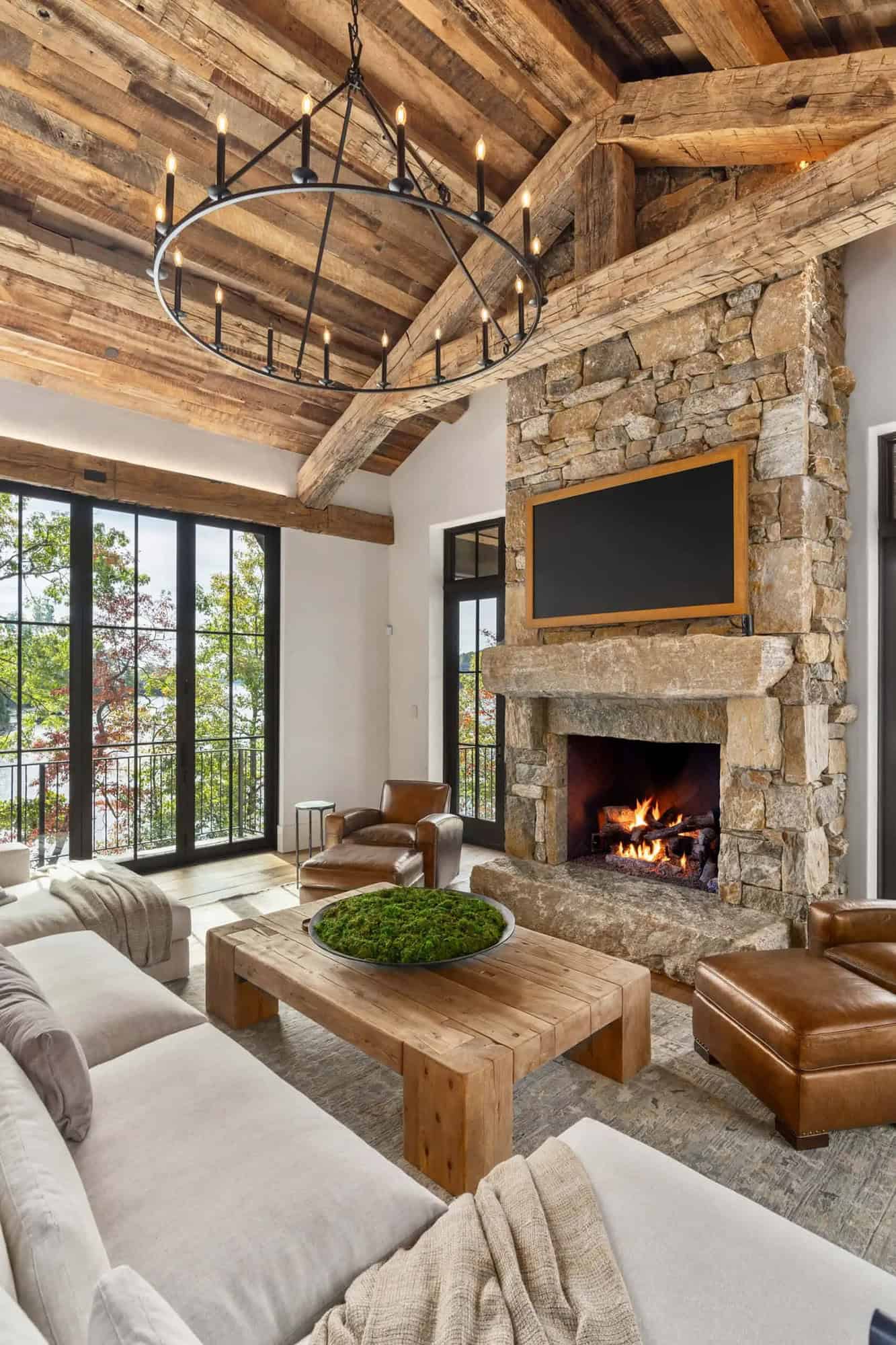 Ridgeline Design Studio Rustic Modern Dream Home South Carolina modern rock fireplace