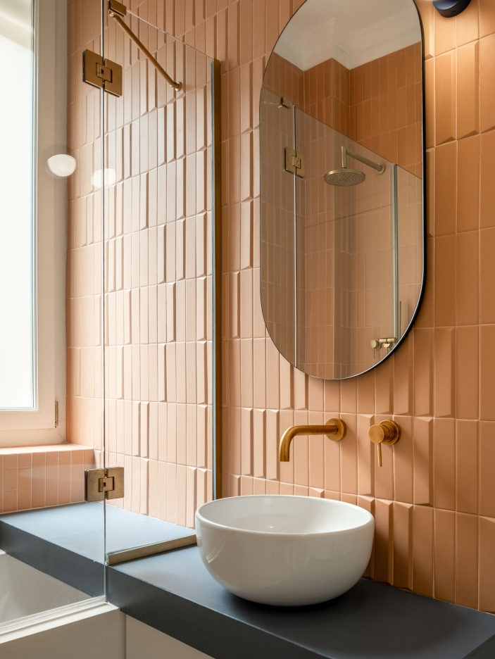 ZaraUno apartment decor by bump studio orange tiles